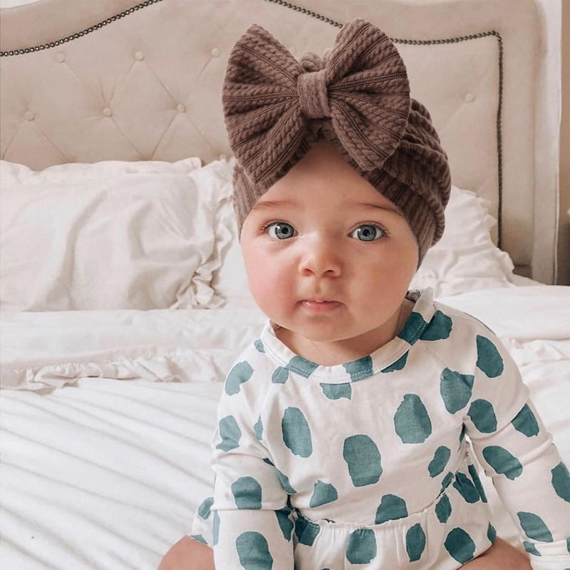 DRESHOW قبعات توربان للأطفال الرضع من BQUBO 5 قطع مع رباط، قبعة تنفسية للأطفال الصغار للفتيات - Image 2